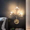 Simple gold crystal flowers wall sconce bedroom branch light fixture