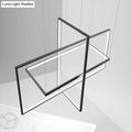 Simple style black metal led island light with geometric black frame and warm white natural translucent panels for kitchen dining room