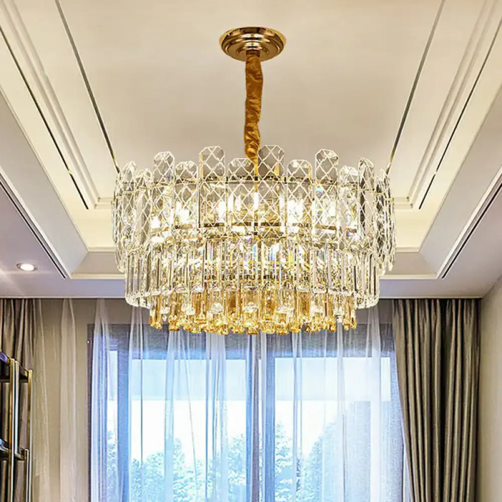 Simple style gold & amber crystal chandelier bedroom light type