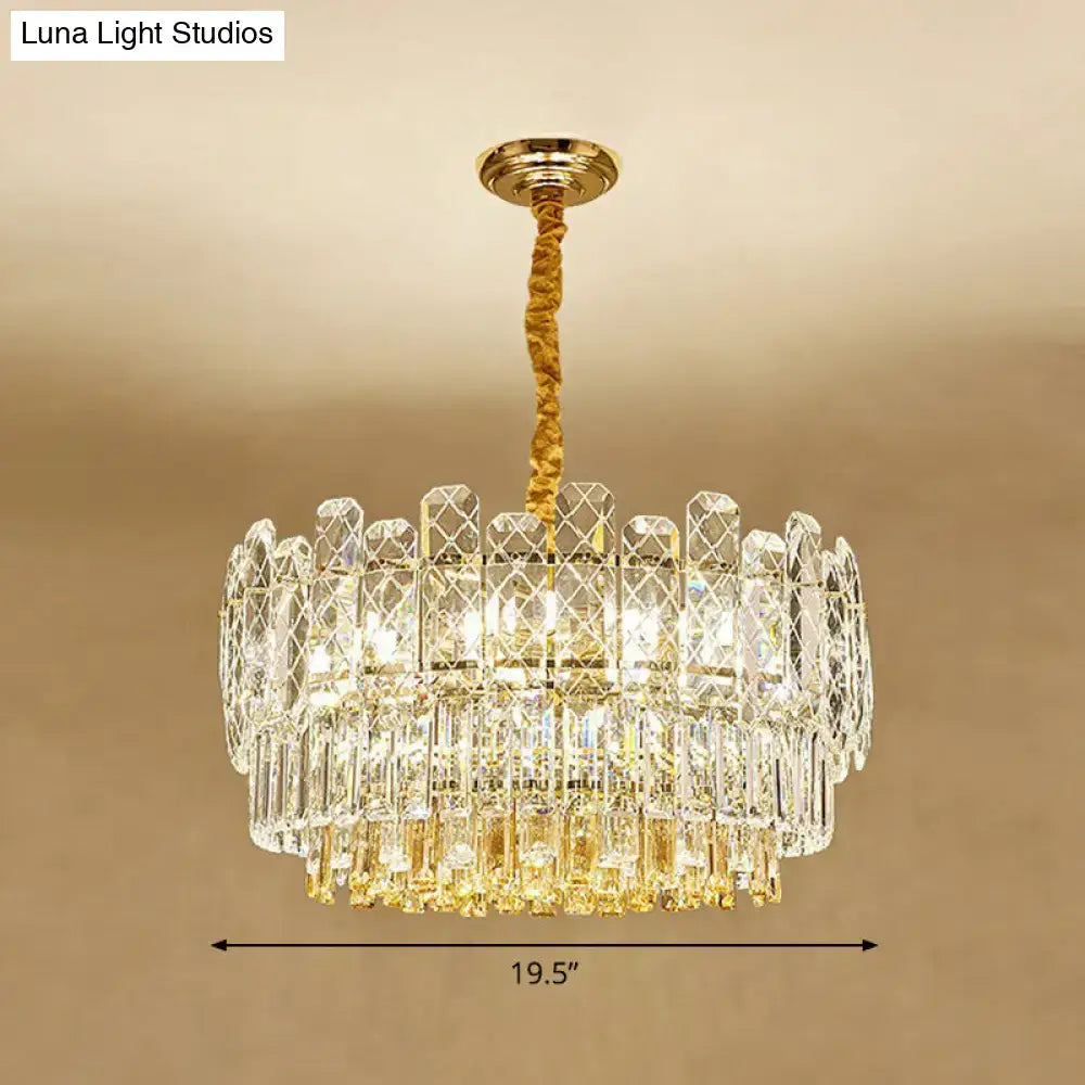 Simple style gold & amber crystal chandelier bedroom light type