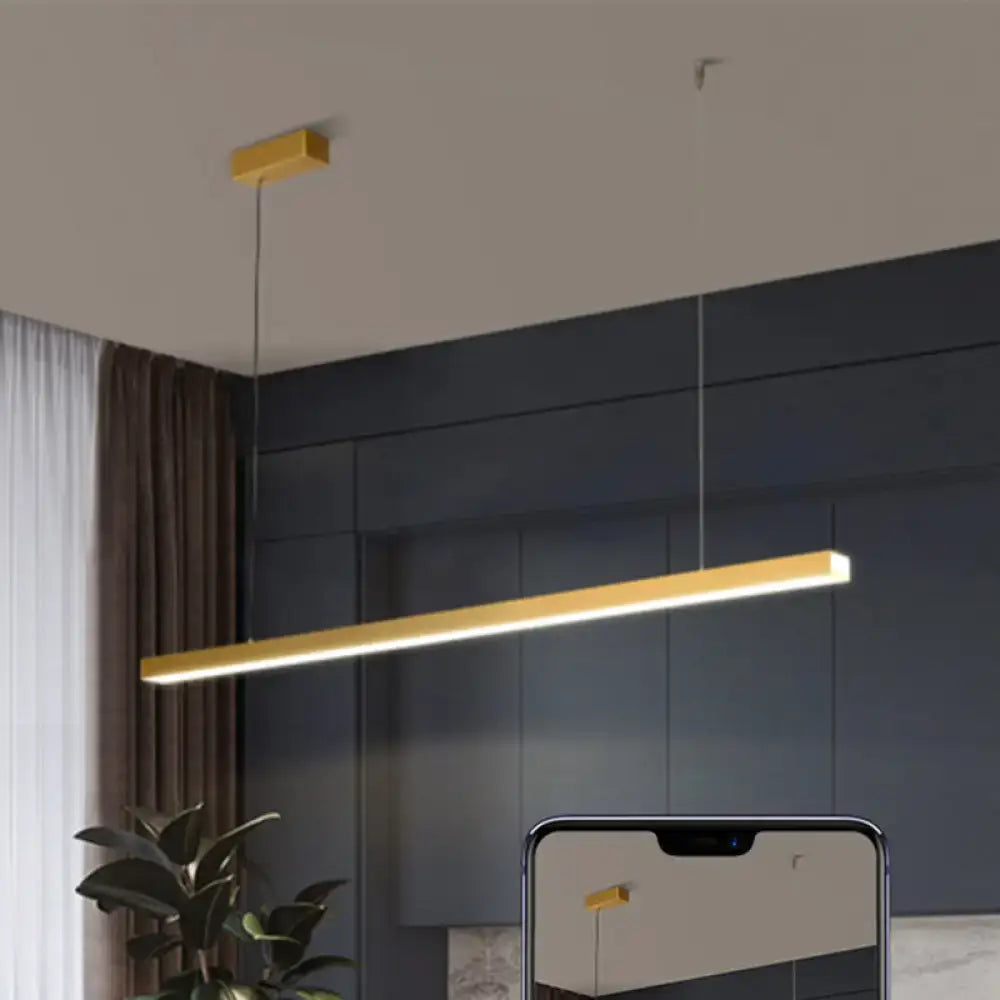 Simplicity led gold rectangular pendant light for dining room