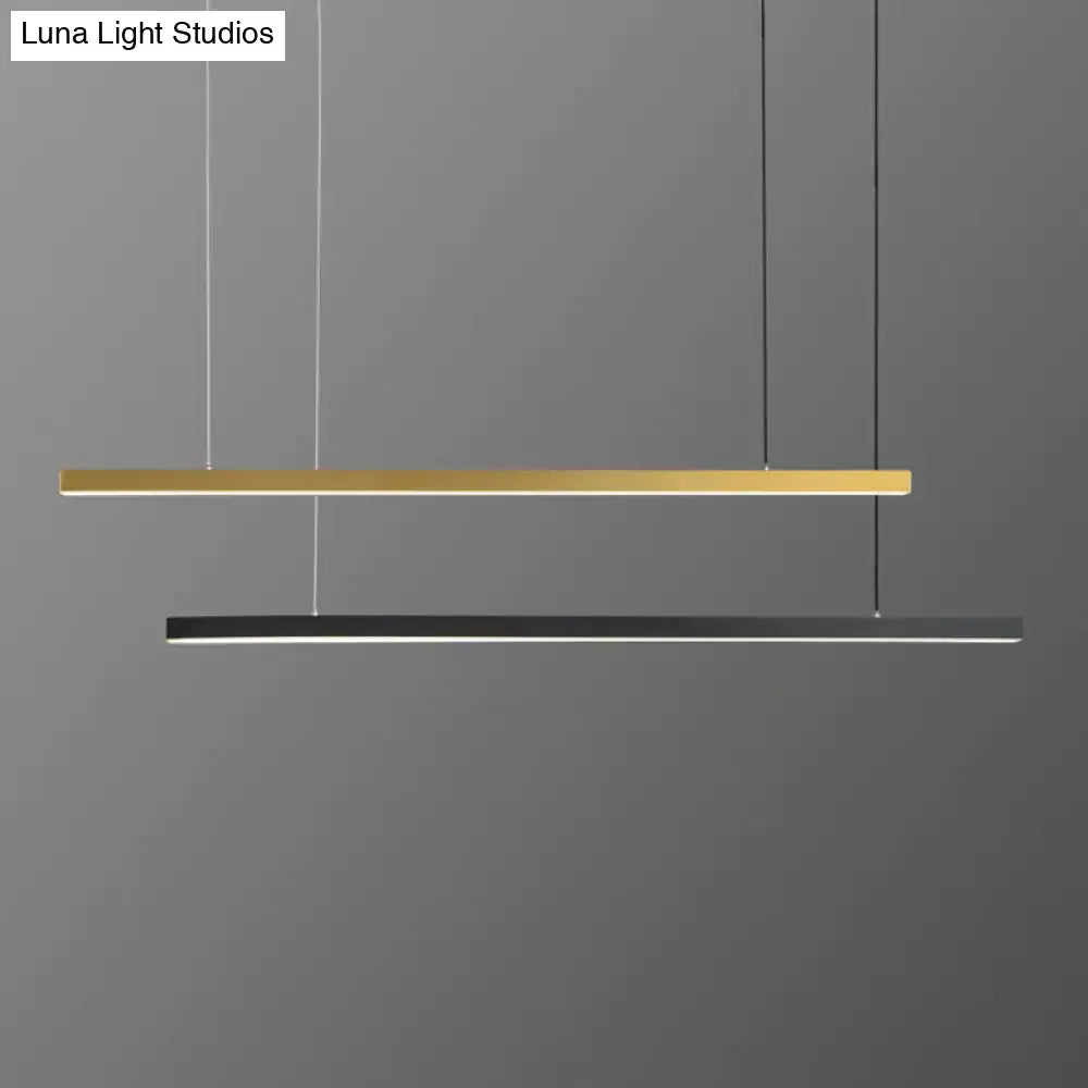 Simplicity led gold rectangular pendant light for dining room