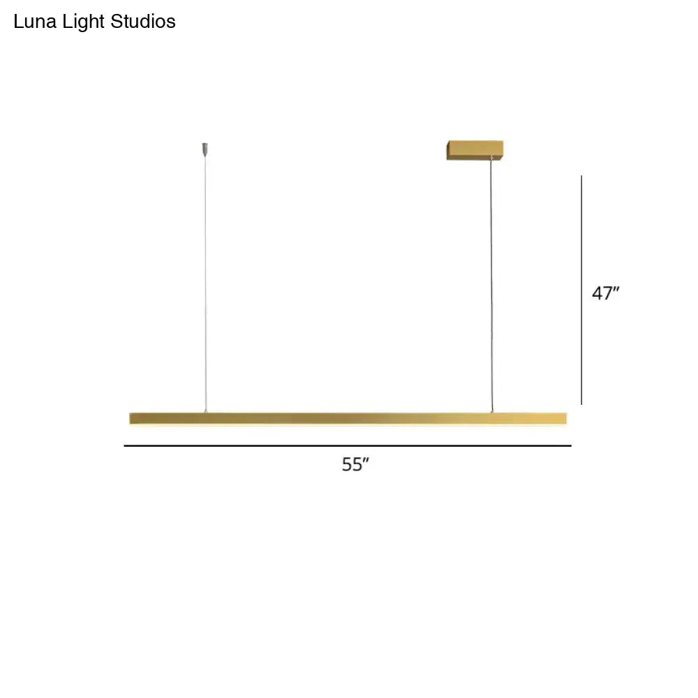 Simplicity led gold rectangular pendant light for dining room