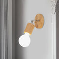 Simplistic wood and chrome open bulb mini rotating sconce bedroom light