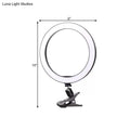 Sleek black led ring wall light with 6 inch fixture height and bright white color temperature for bedroom clip on use