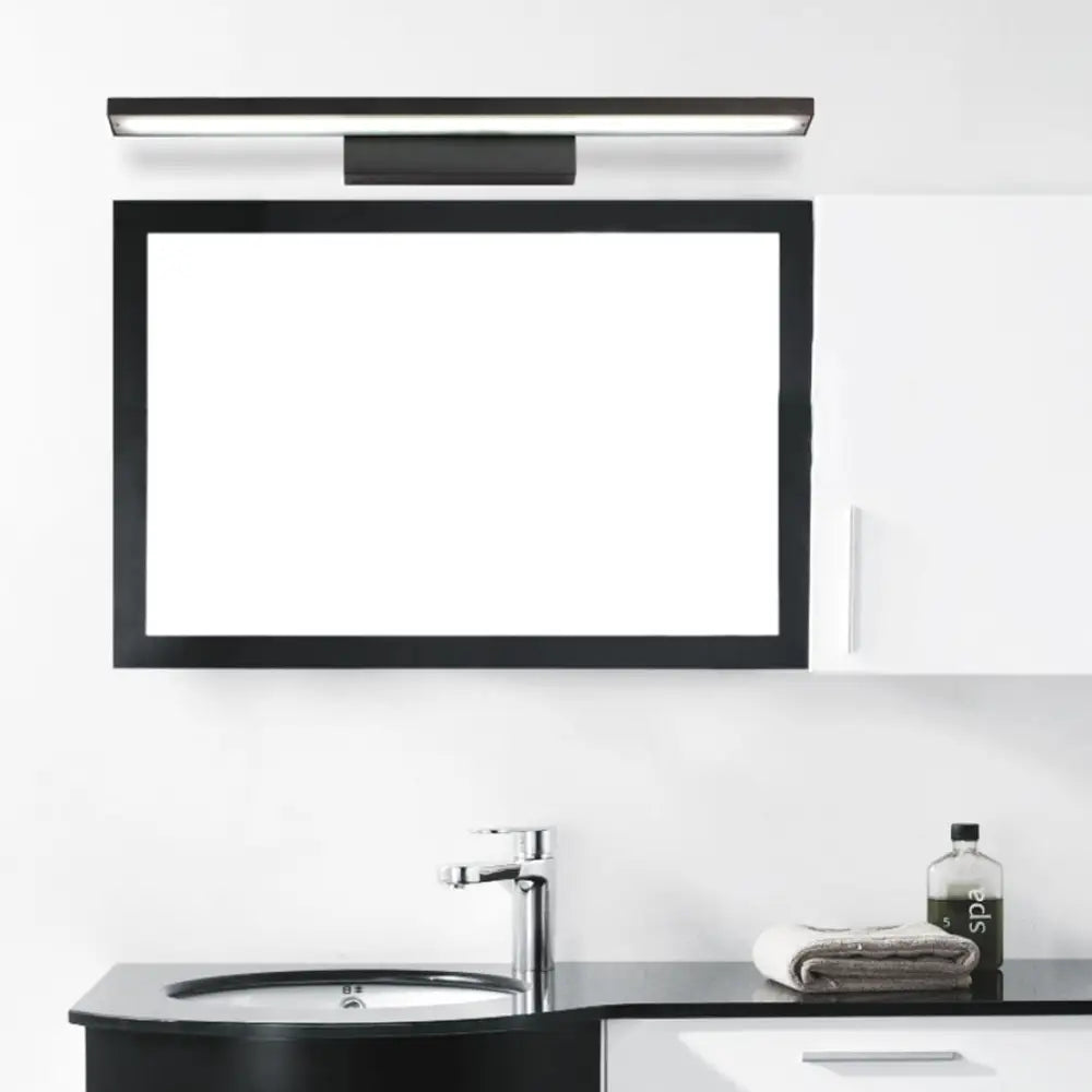 DecorBites™ Sleek Black/White Vanity Lamp w/ Rectangular Shade & LED Acrylic Wall Light - 16"/23.5" Simplistic Fixture for Mirrors