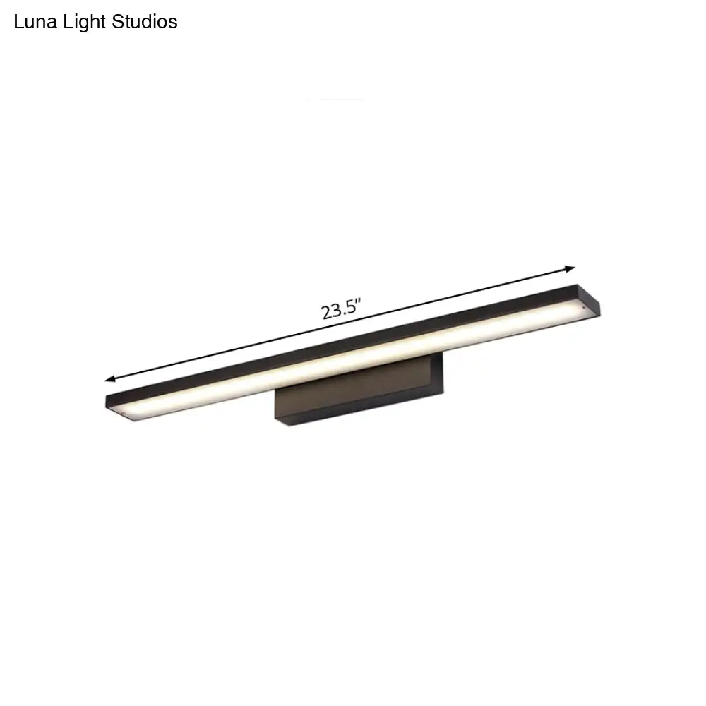 DecorBites™ Sleek Black/White Vanity Lamp w/ Rectangular Shade & LED Acrylic Wall Light - 16"/23.5" Simplistic Fixture for Mirrors
