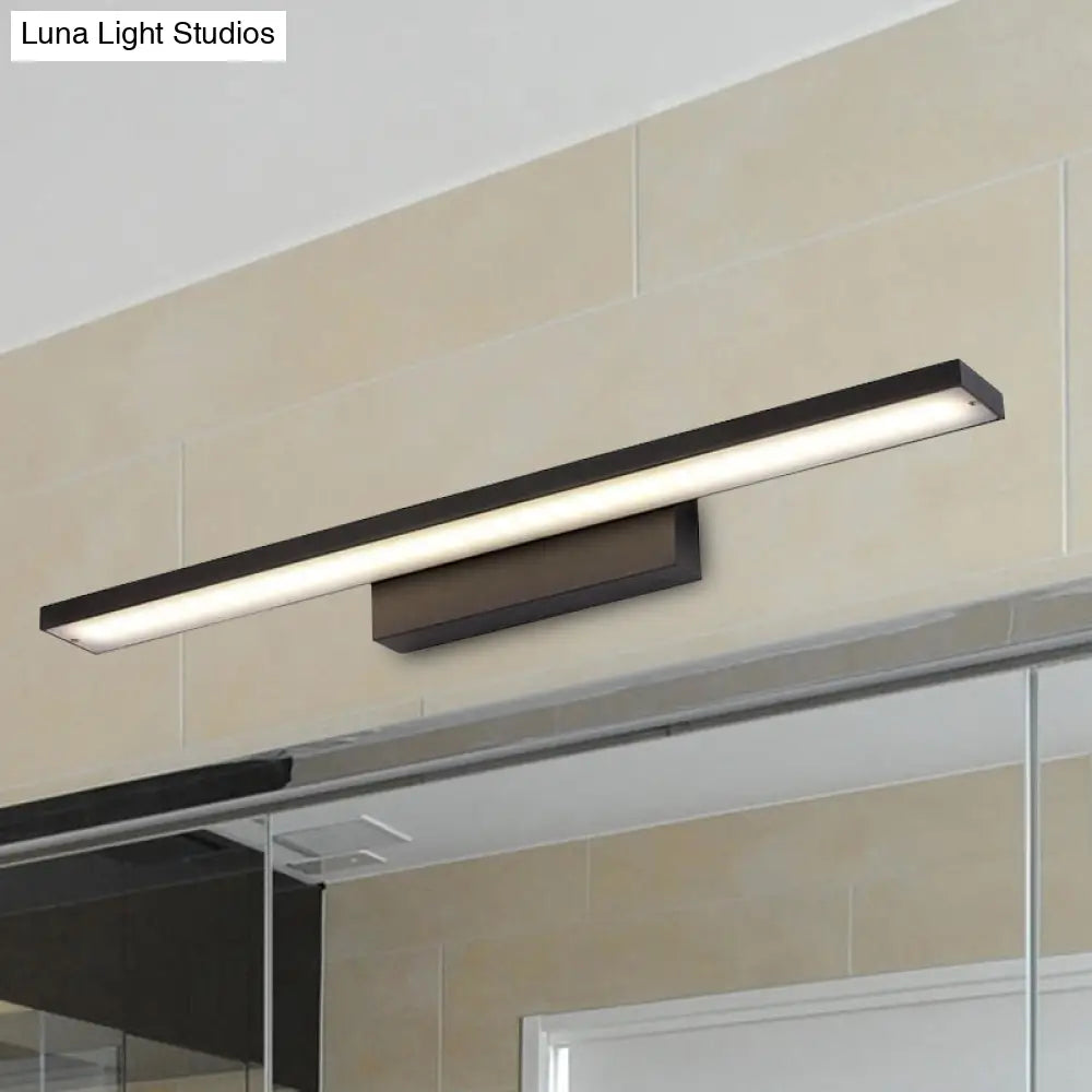 DecorBites™ Sleek Black/White Vanity Lamp w/ Rectangular Shade & LED Acrylic Wall Light - 16"/23.5" Simplistic Fixture for Mirrors