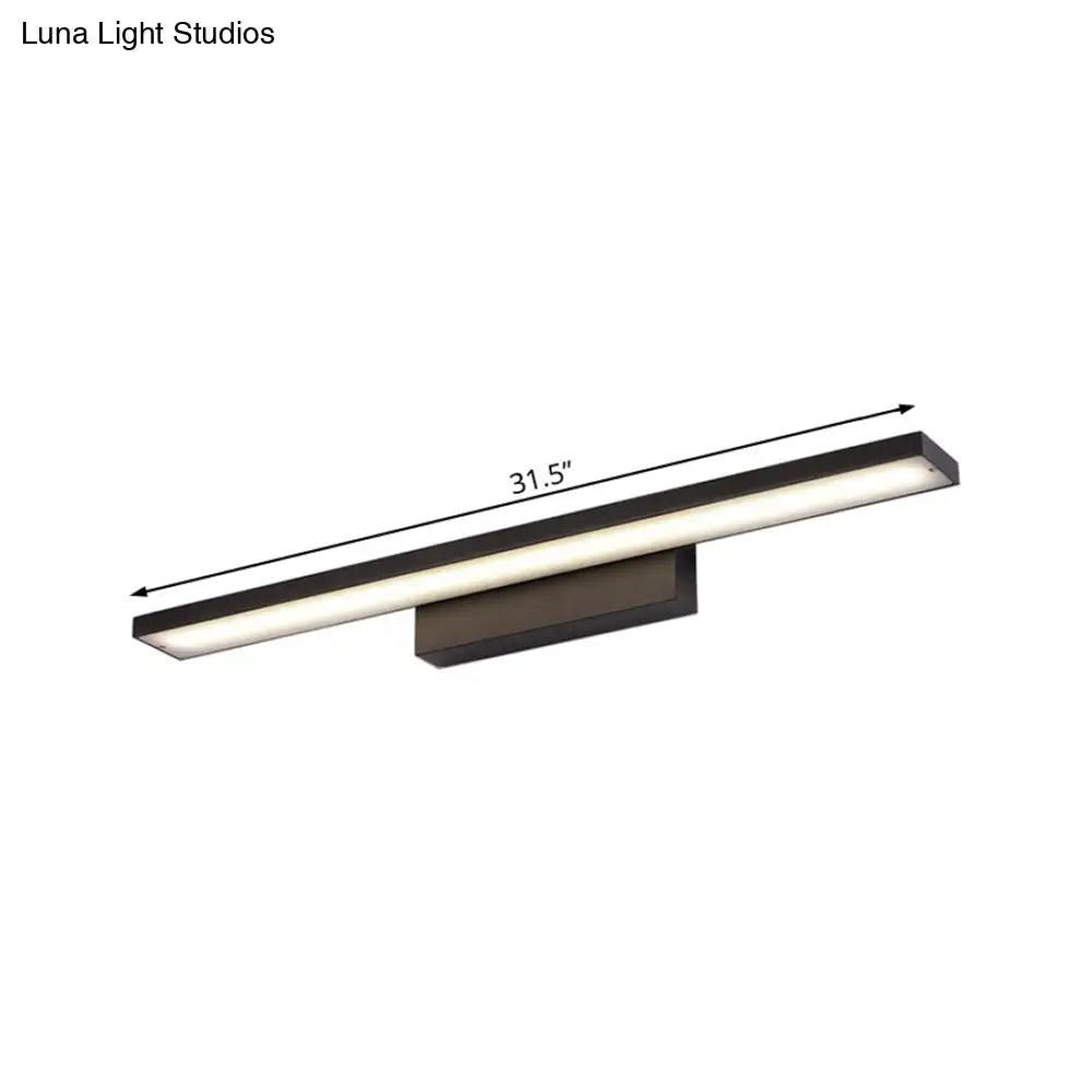 DecorBites™ Sleek Black/White Vanity Lamp w/ Rectangular Shade & LED Acrylic Wall Light - 16"/23.5" Simplistic Fixture for Mirrors
