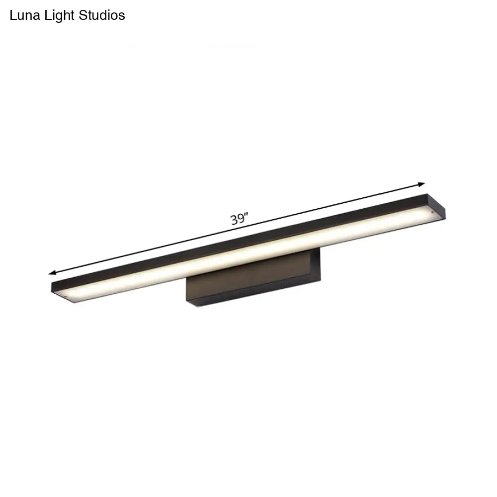 DecorBites™ Sleek Black/White Vanity Lamp w/ Rectangular Shade & LED Acrylic Wall Light - 16"/23.5" Simplistic Fixture for Mirrors