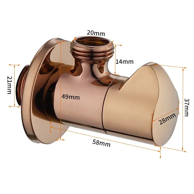 Sleek brushed gold corner valve water control bathroom tap
