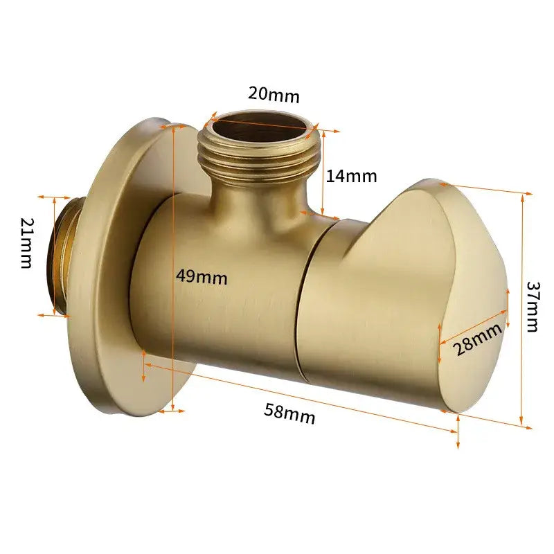 Sleek brushed gold corner valve water control bathroom tap