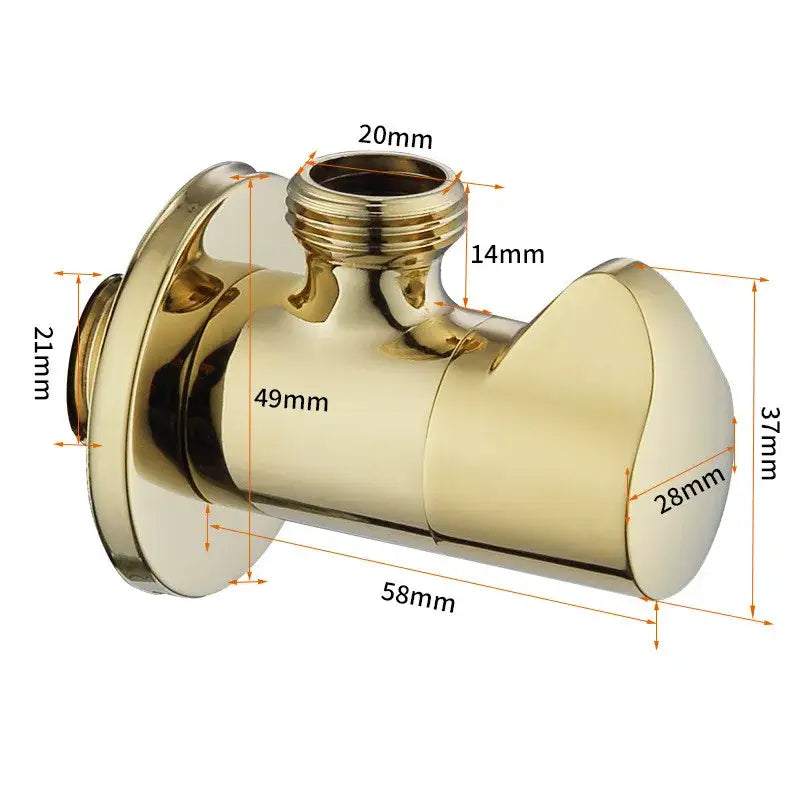 Sleek brushed gold corner valve water control bathroom tap