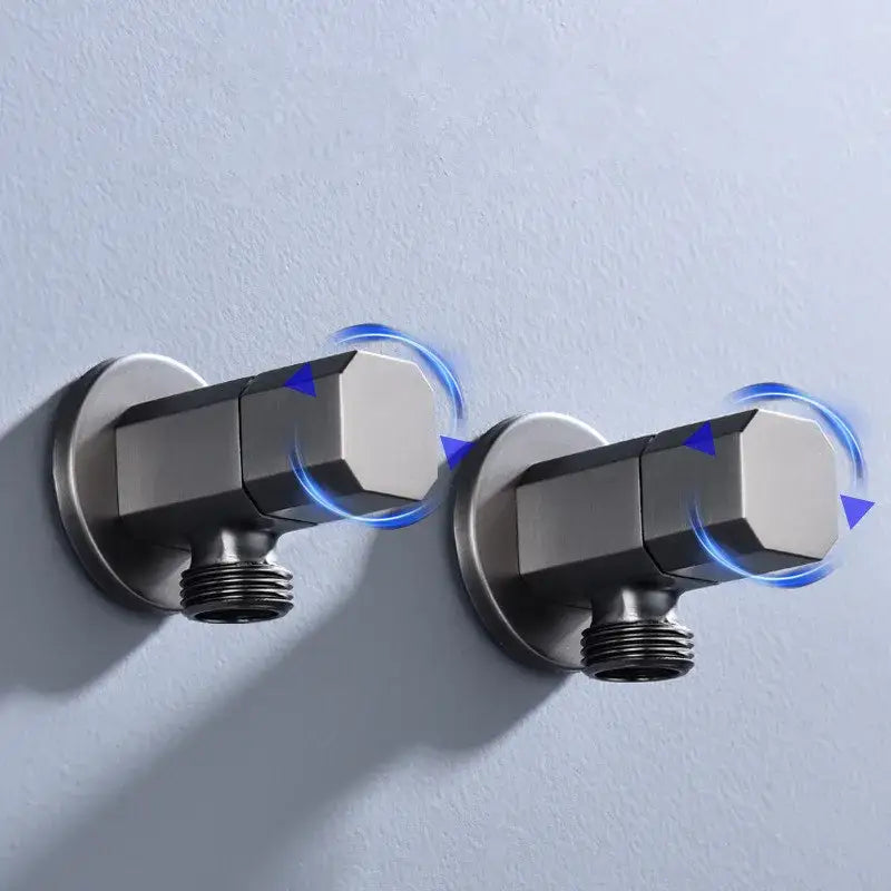 Sleek brushed gold corner valve water control bathroom tap