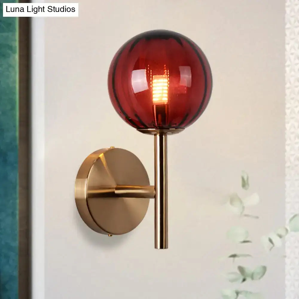 Sleek round wall lighting in red green & amber – bedroom sconce light