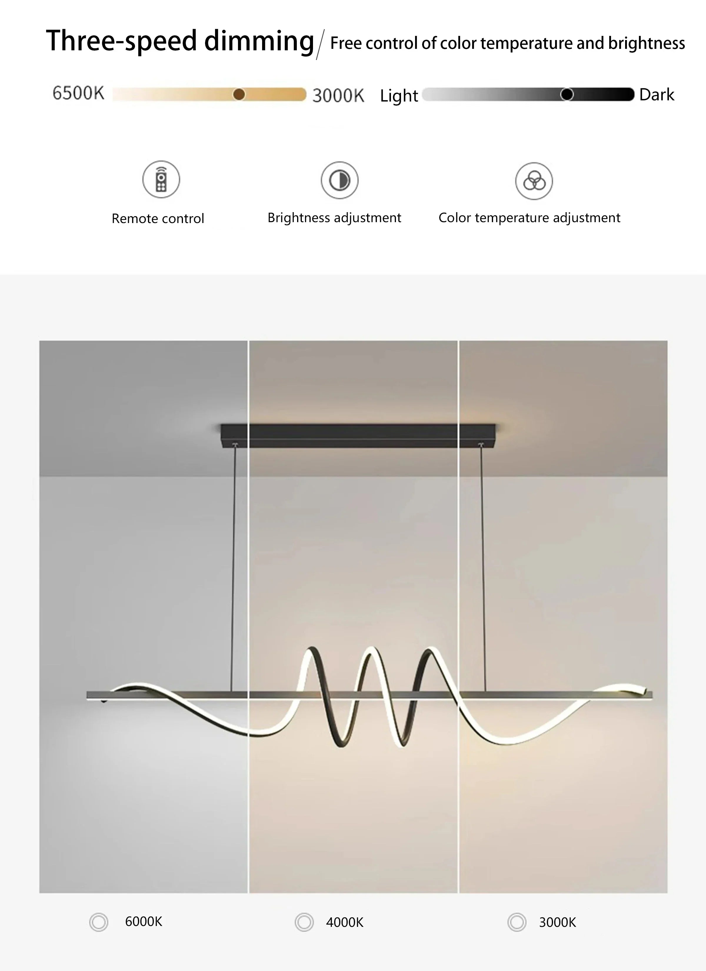 DecorBites™ Sleek Wavy Pendant Lights for Dining Room