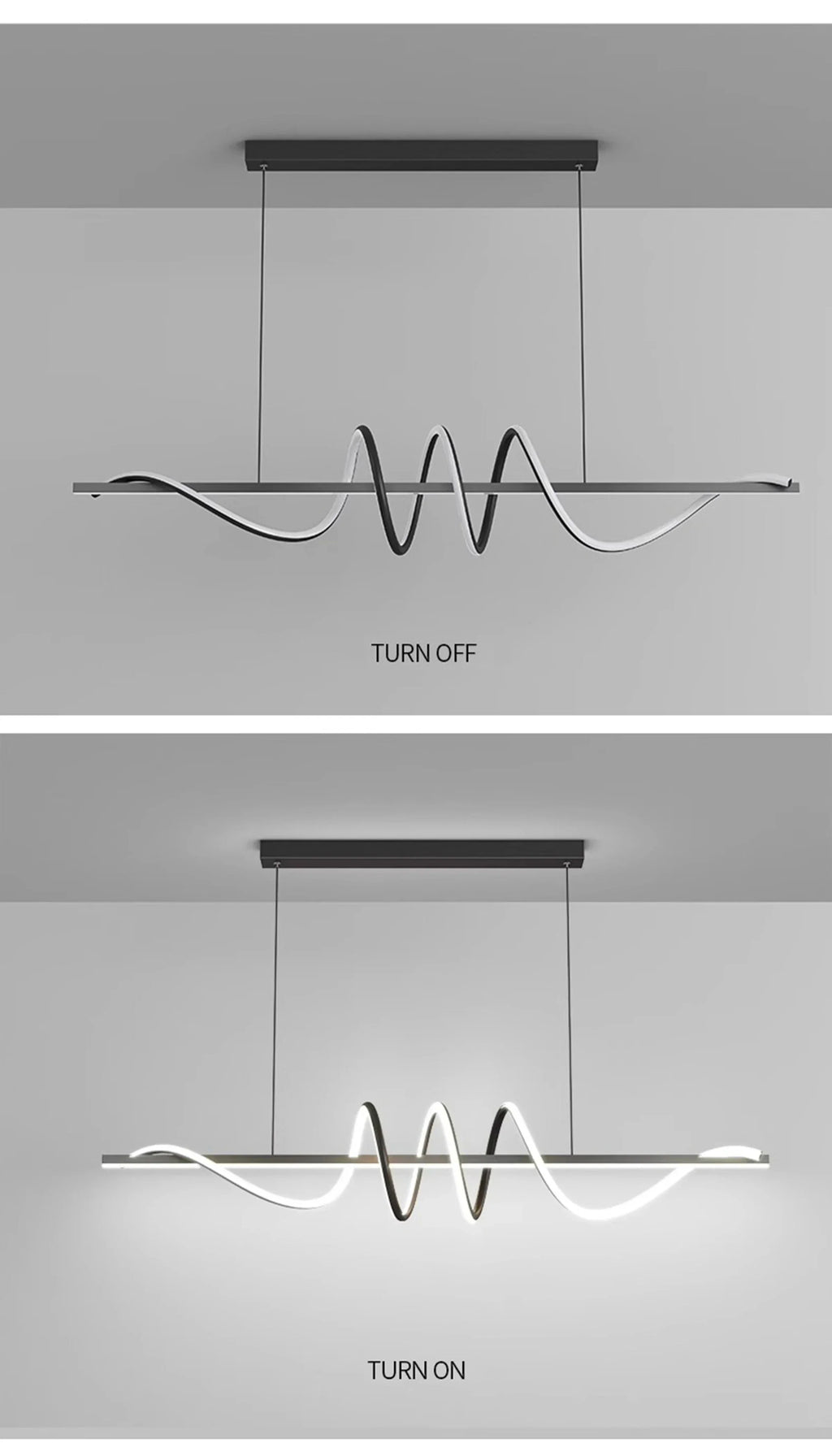 DecorBites™ Sleek Wavy Pendant Lights for Dining Room