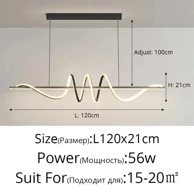 DecorBites™ Sleek Wavy Pendant Lights for Dining Room