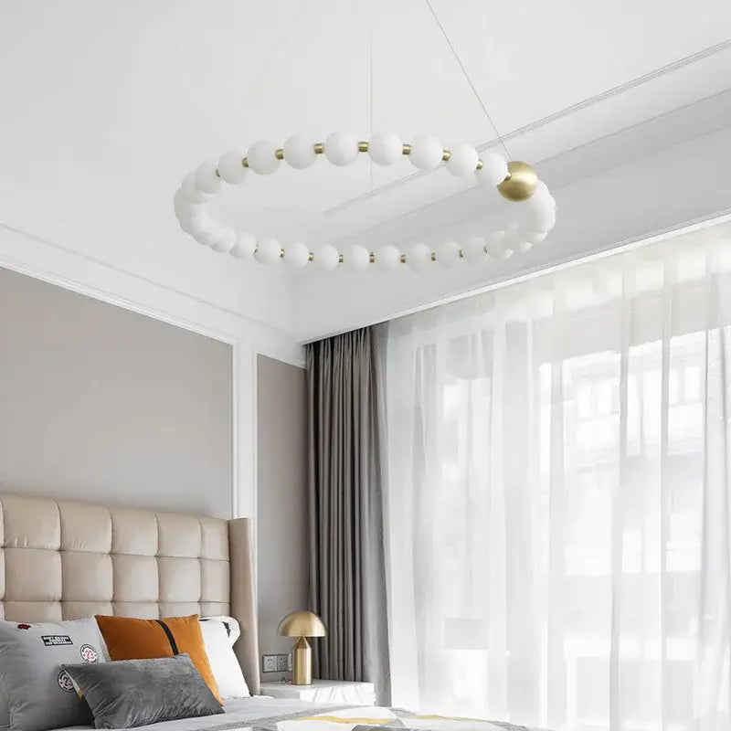 Spiral brass led chandelier with frosted acrylic dining room light