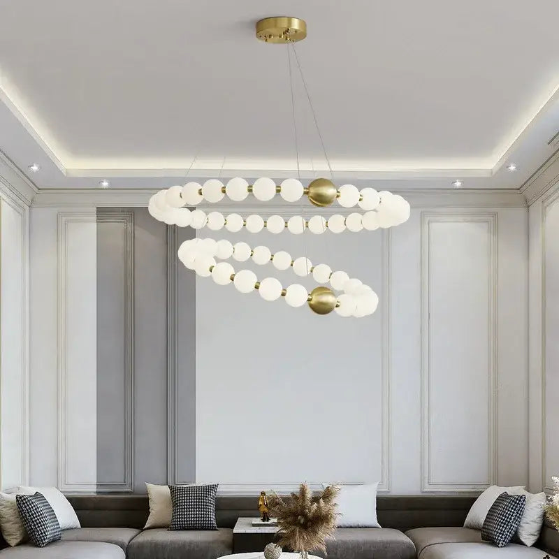 Spiral brass led chandelier with frosted acrylic dining room light