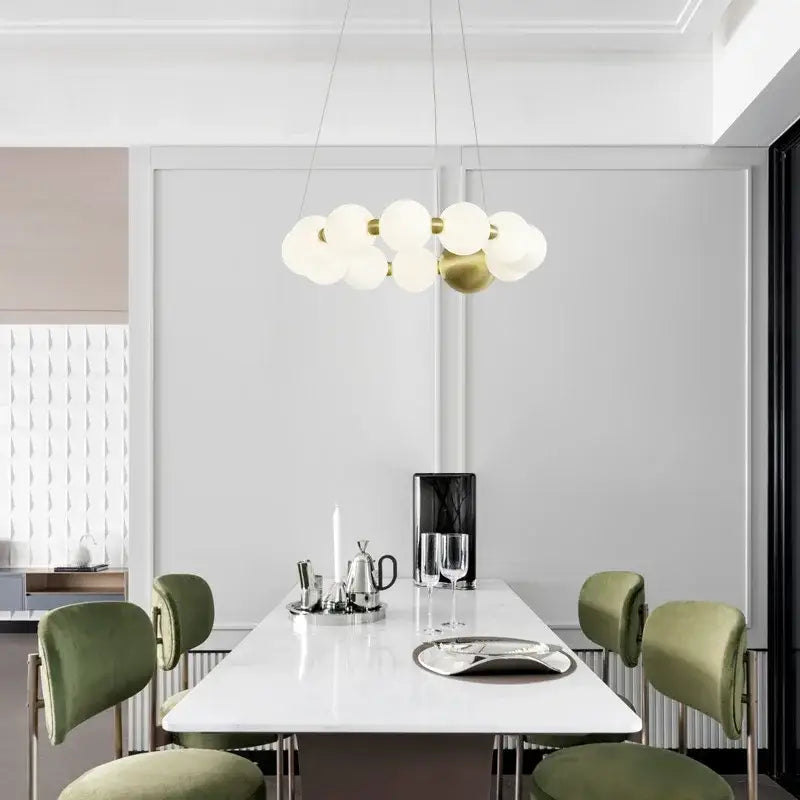 Spiral brass led chandelier with frosted acrylic dining room light