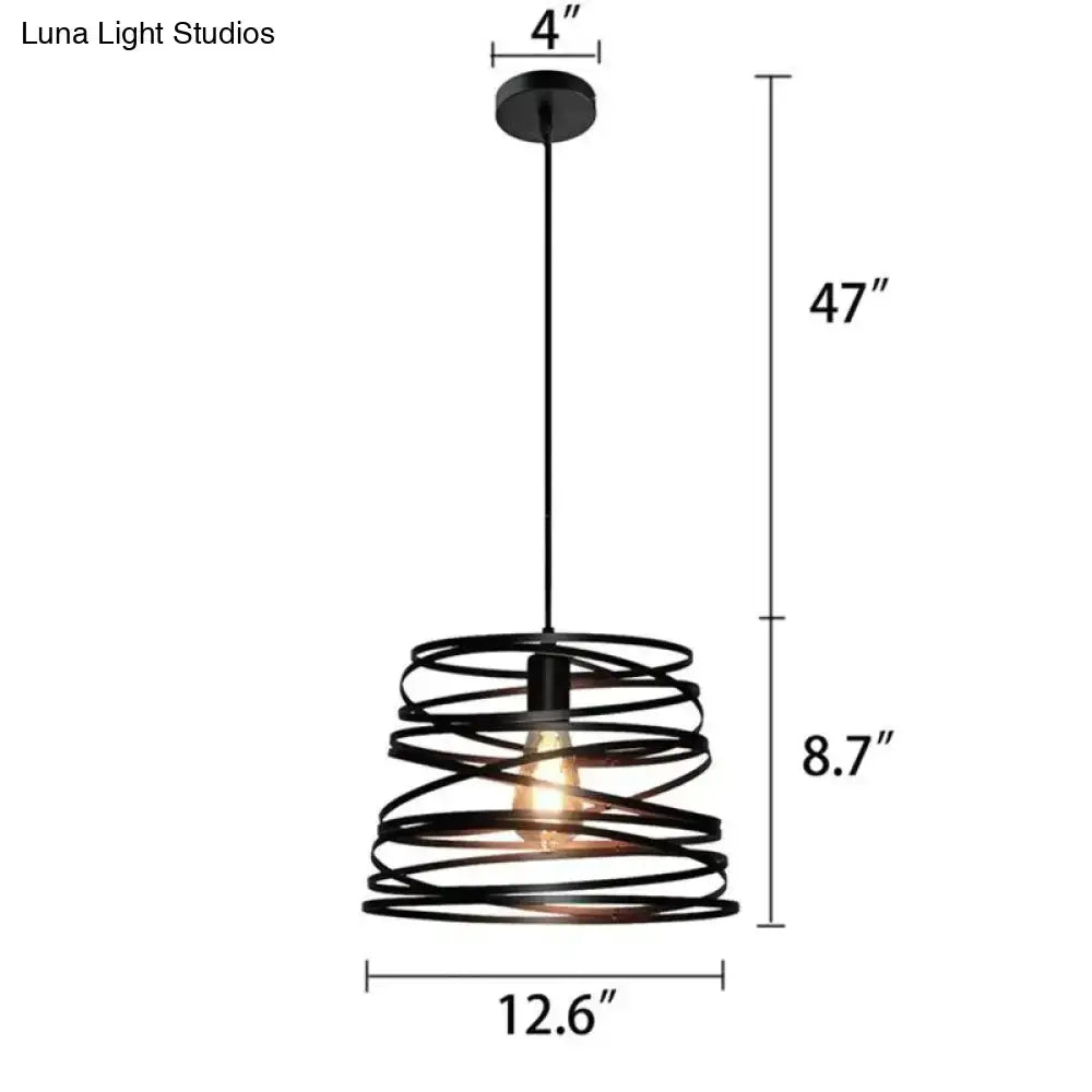 Spiral spring suspension pendant light black & white dining room