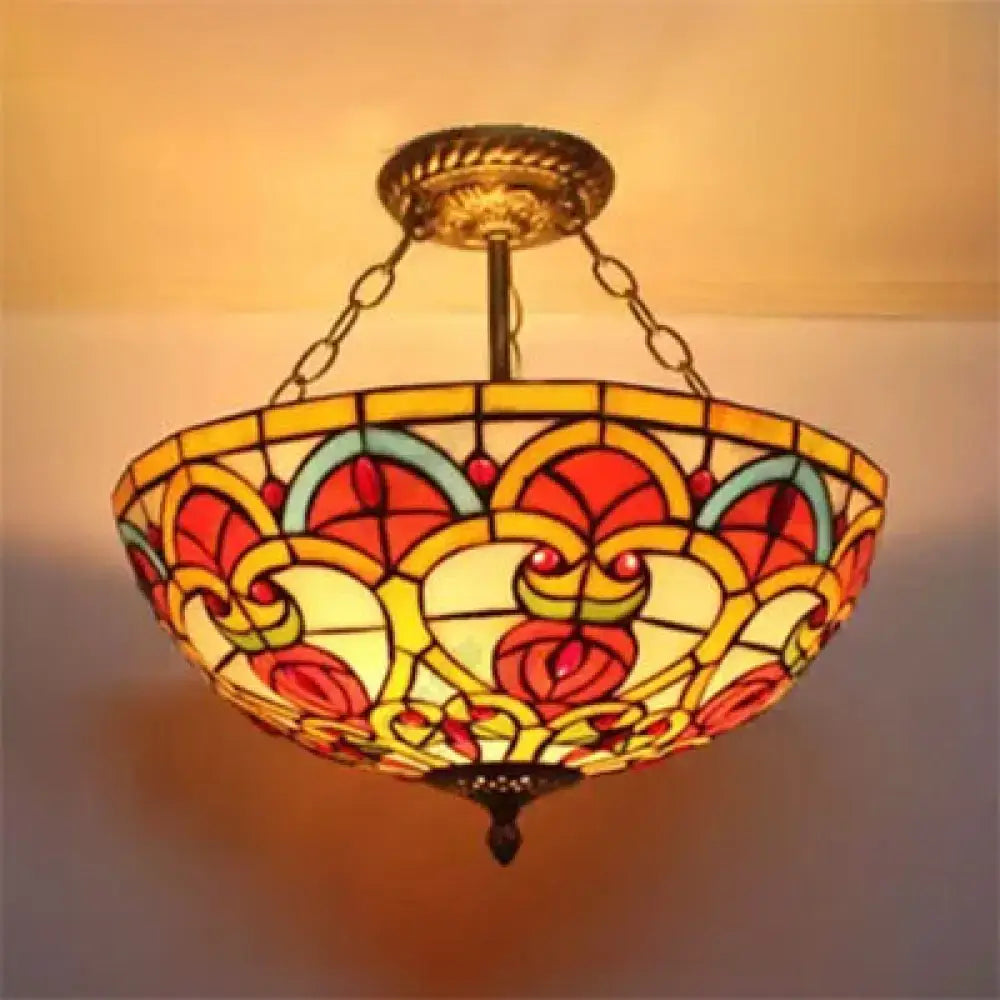 Stained Glass Ceiling Light Semi Flush