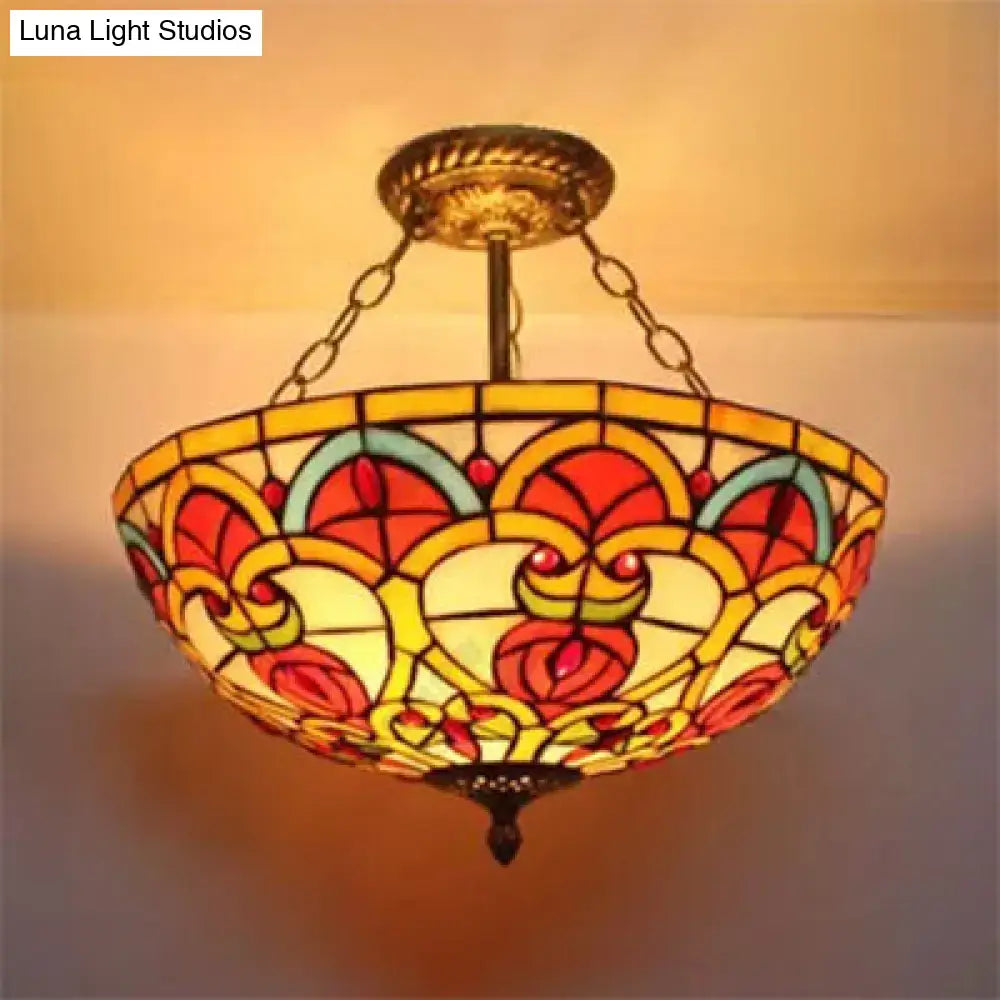 Stained Glass Ceiling Light Semi Flush