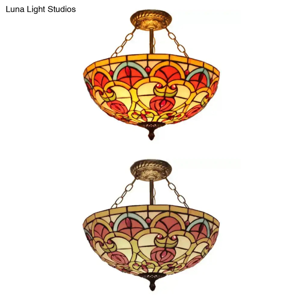 Stained Glass Ceiling Light Semi Flush
