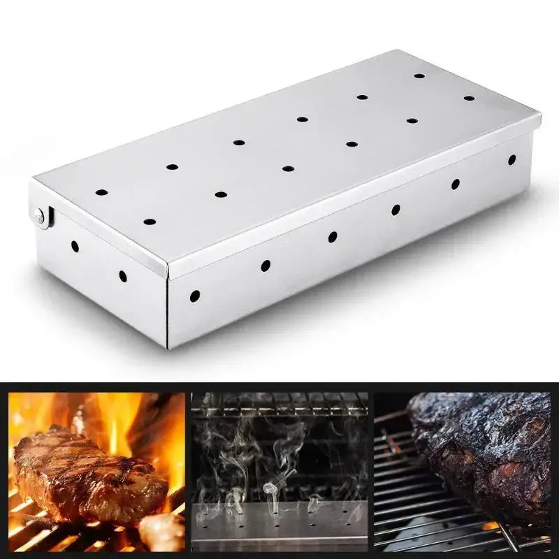 Stainless steel bbq smoker box – kitchen wood chips infuser