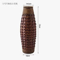 Tall dark brown bamboo woven vase living room herringbone decor
