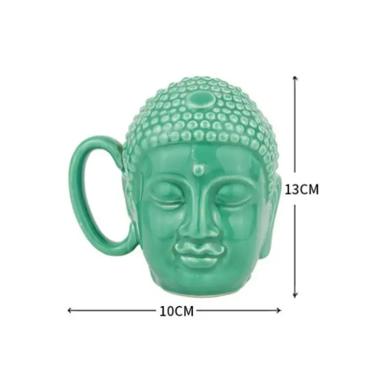 Teal buddha sculpture ceramic coffee mug kitchen decor