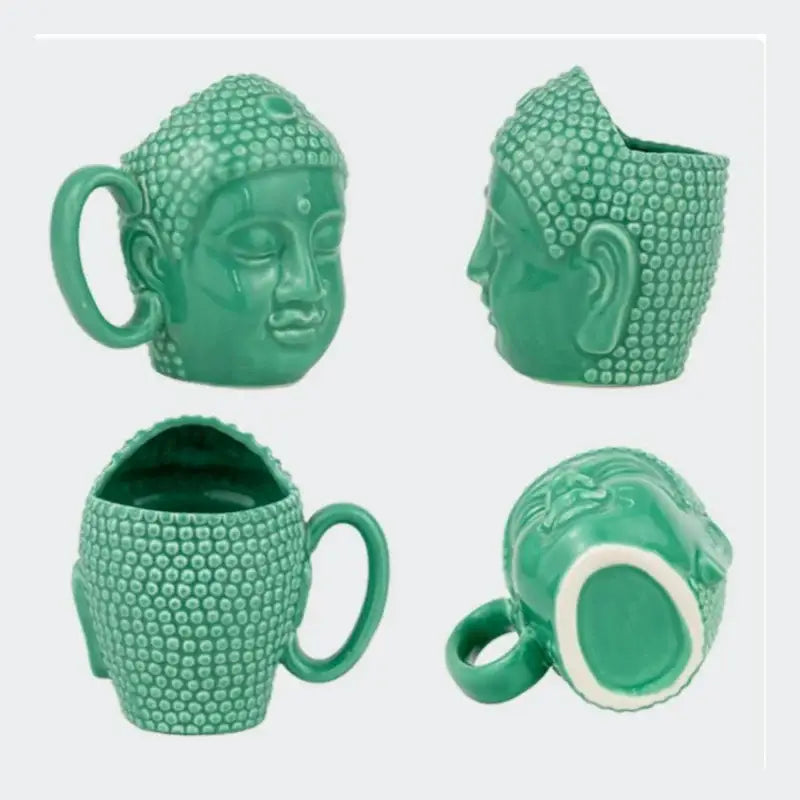 Teal buddha sculpture ceramic coffee mug kitchen decor