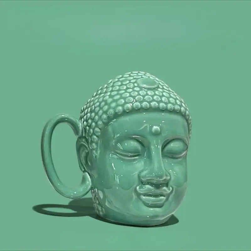 Teal buddha sculpture ceramic coffee mug kitchen decor