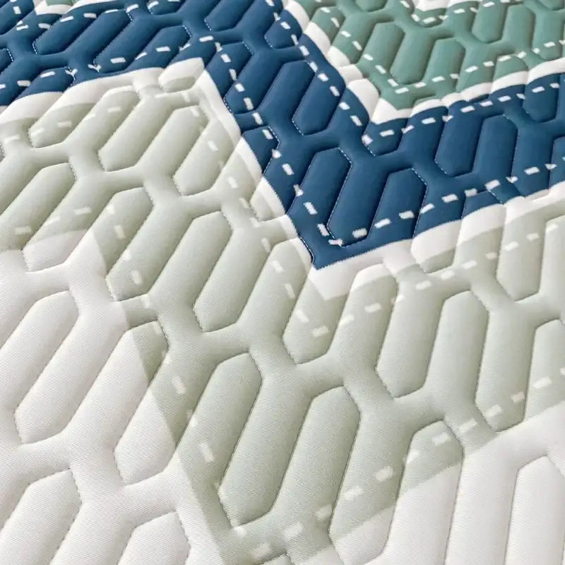 Teal & cream zigzag cool summer blanket set bedroom quilt