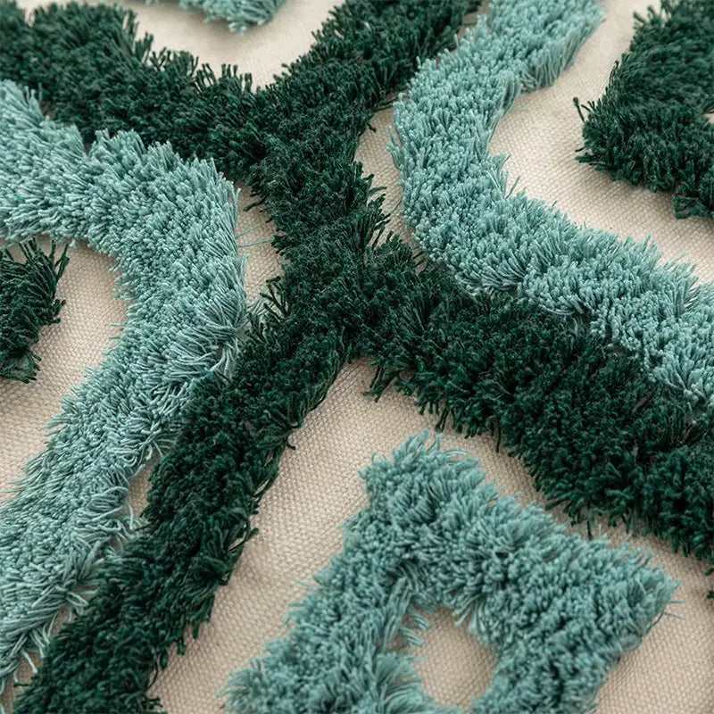 Teal & dark green boho tufted pillow covers living room decor