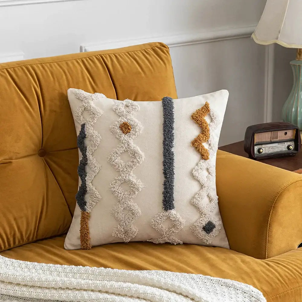 Teal & dark green boho tufted pillow covers living room decor