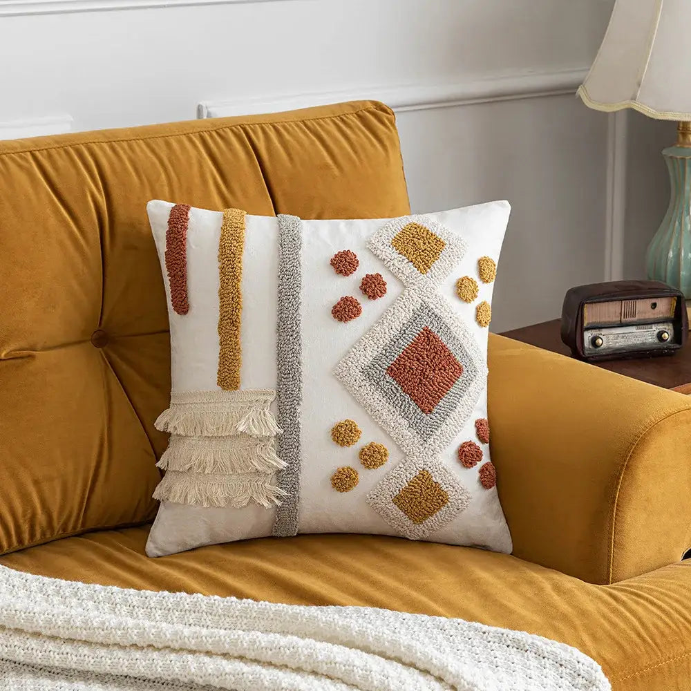 Teal & dark green boho tufted pillow covers living room decor
