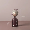 Teal & white bowknot girl resin figurine bedroom decor with gold tray