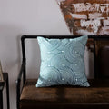 Teal & white geometric embroidered cushion cover living room decor