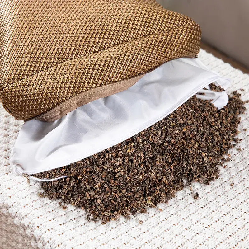 Textured brown woven cooling cervical pillow bedroom sleep health