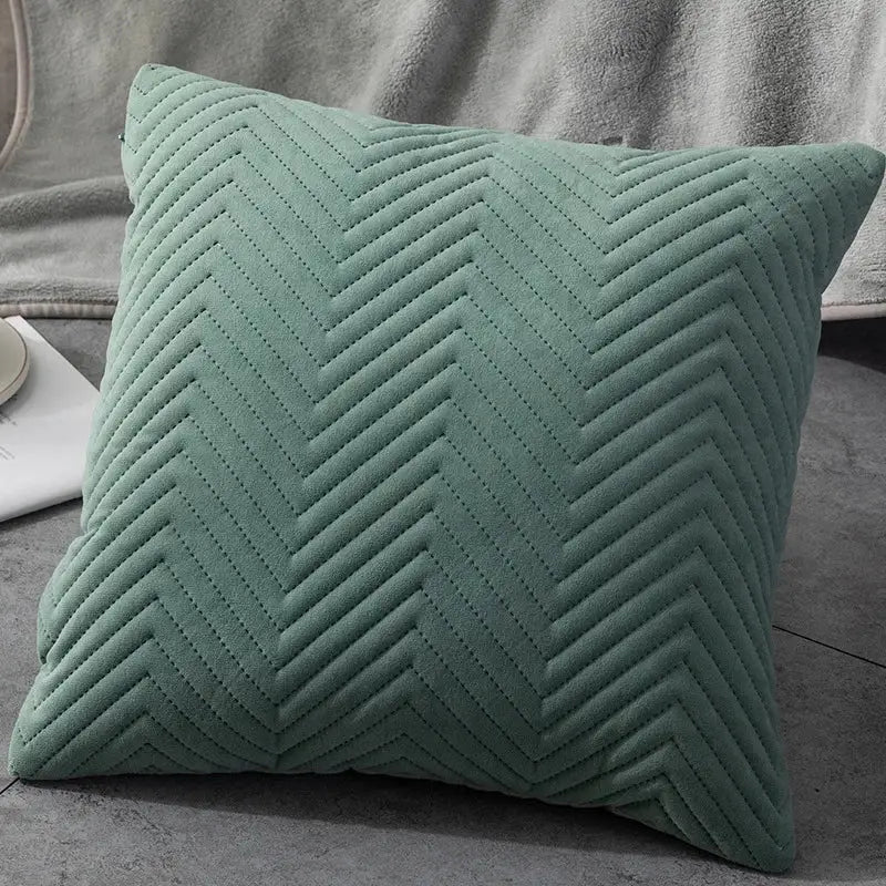 Textured chevron teal and blue cushion cover set living room decor