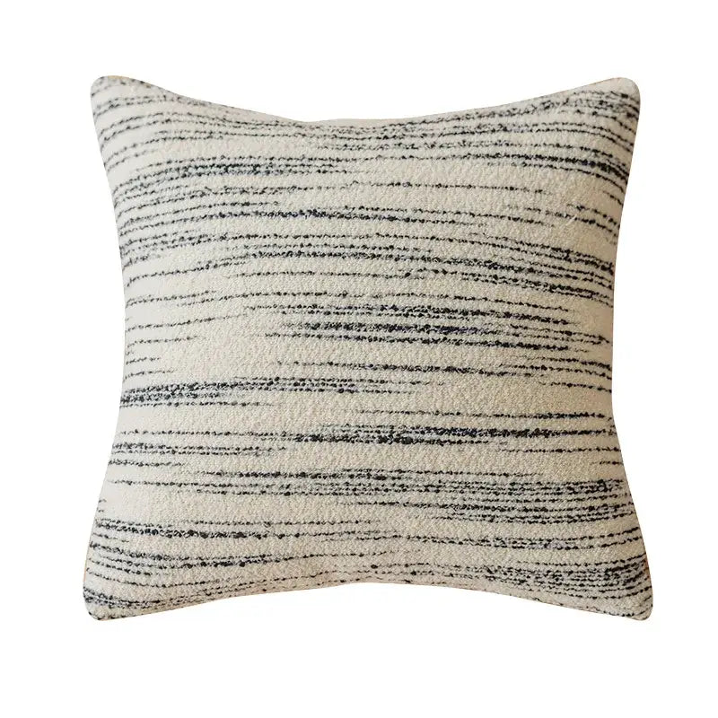 Textured cream & black comfort woolen pillow cover living room