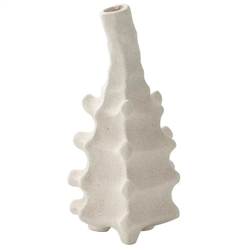 Textured white geometric decorbites ceramic vase living room decor