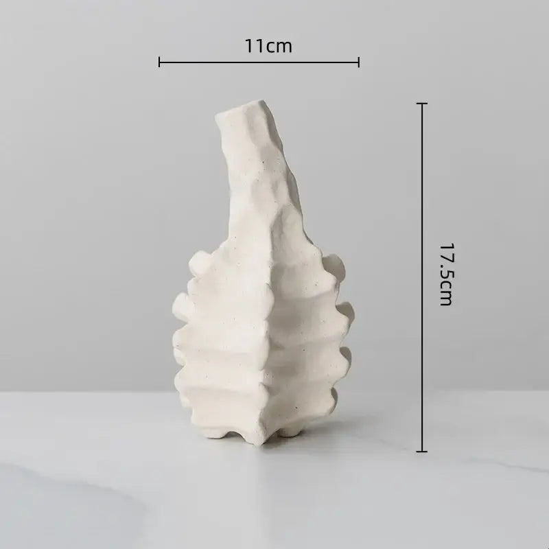 Textured white geometric decorbites ceramic vase living room decor
