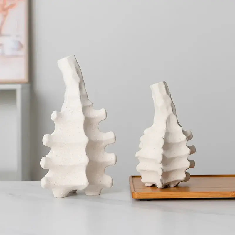 Textured white geometric decorbites ceramic vase living room decor