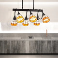 Tiffany amber & cream stained glass kitchen island lighting