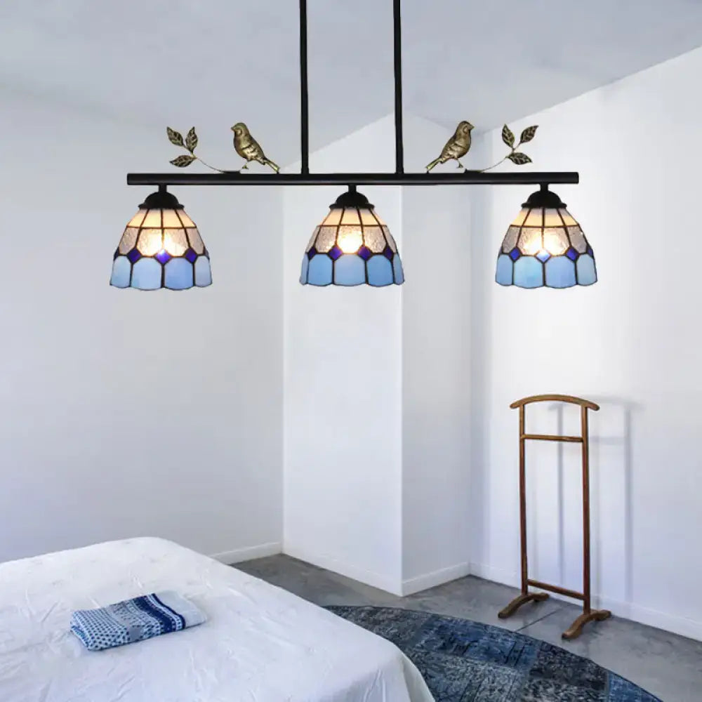 Tiffany blue & purple bird pendant light fixture – kitchen island