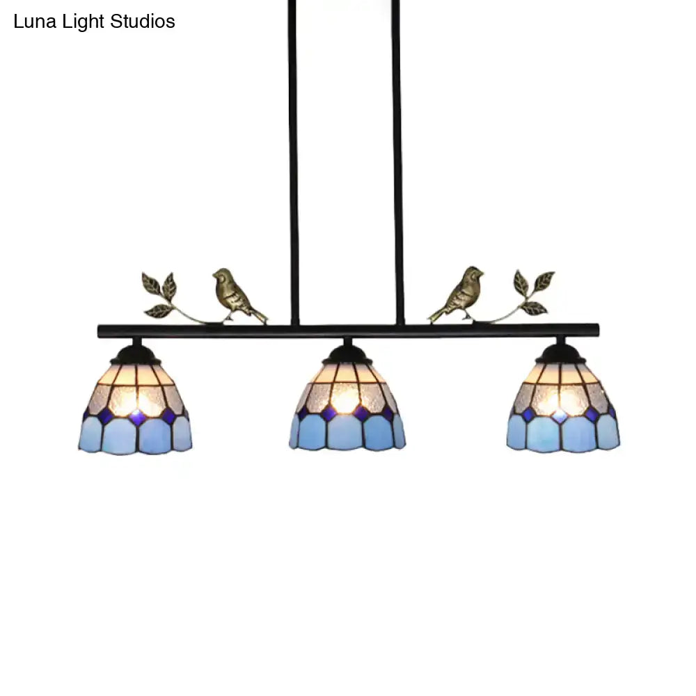 Tiffany blue & purple bird pendant light fixture – kitchen island