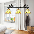 Tiffany style beige glass island lighting dining room bird accent